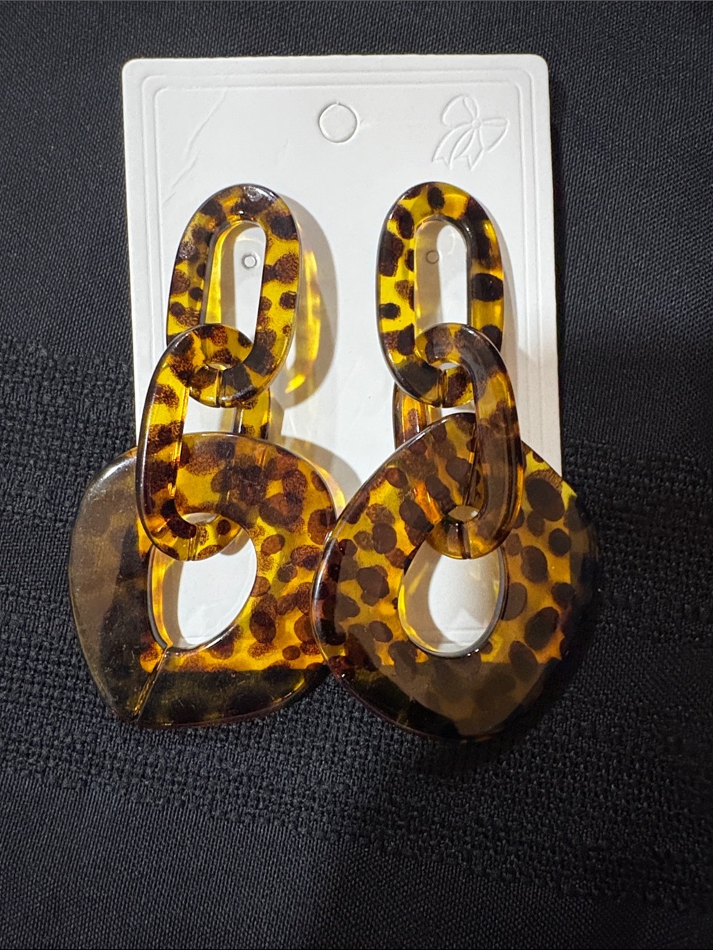 Tortoiseshell Link Drop Earrings - Brown